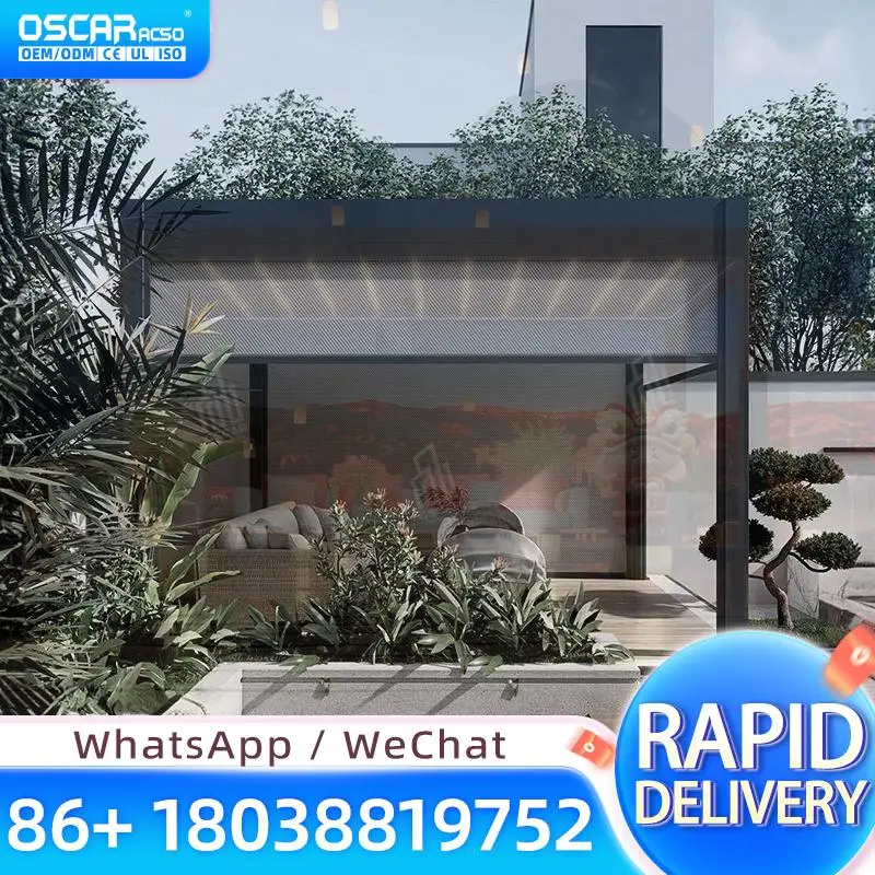Pérgola Bioclimática de Aluminio para Jardín, Toldo con Rejillas, Gazebo, Tamaños 4X4, 4X6, 4X8, Personalizable para Patio Trasero, Patio, Piscina