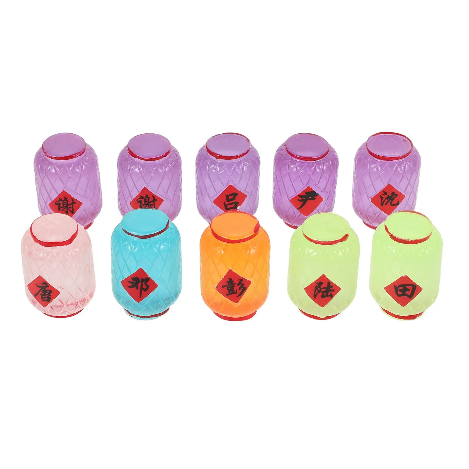 

10 Pcs Glow The Dark Miniature Lanterns Decorative Resin Figurine Cute Home Office Desk Sculptures 3d Mixed Colors