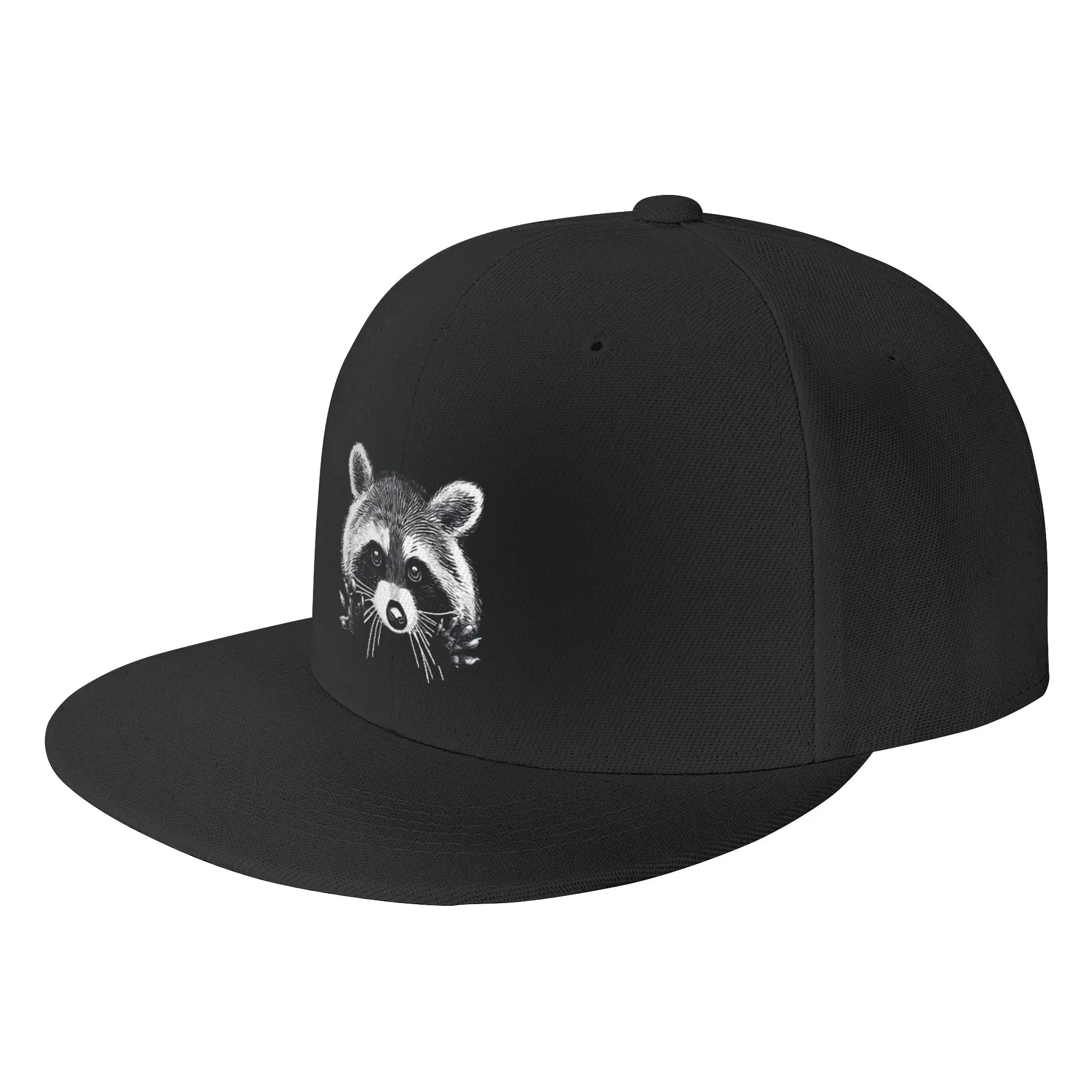 

Raccoon Baseball Caps Peaked Cap Hiphop Flat Sun Shade Hats for Men Animal Lovers Snapback Denim Four Seasons Casual