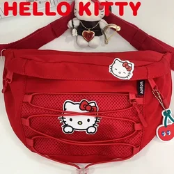 Sanrio Hello Kitty Solid Color Chest Bag dla kobiet Czerwona torba podróżna o dużej pojemności Crossbody Half Moon Fanny Packs Torba na ramię