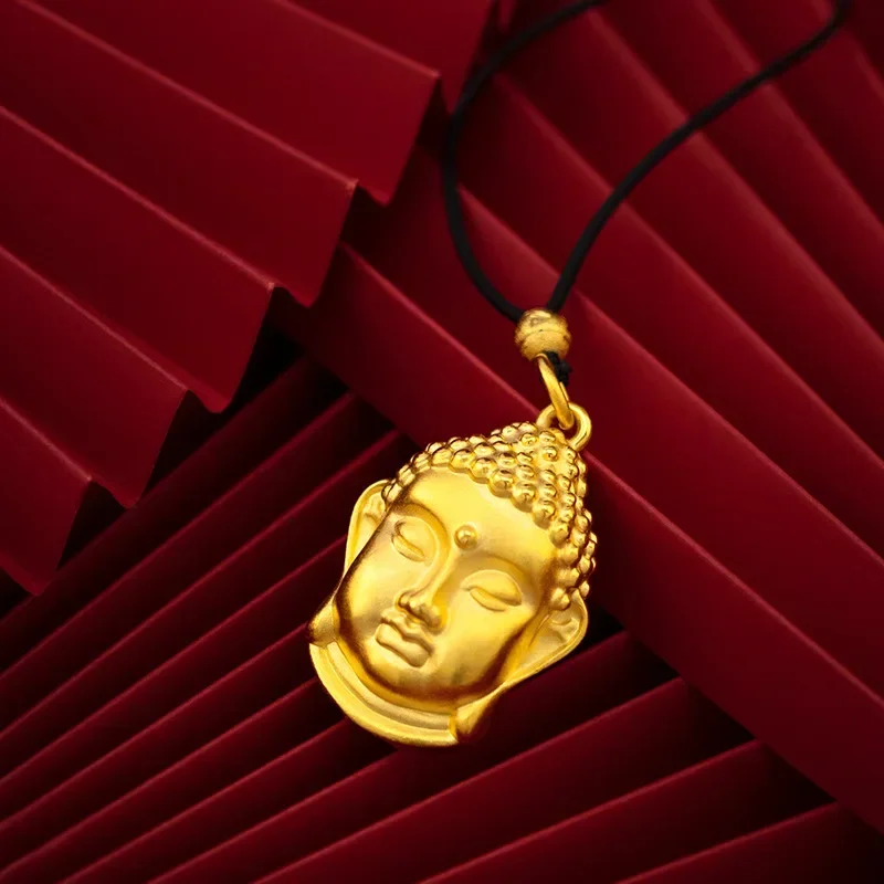 9999 Real Gold 24K Gold Edition Men's and Women's Buddha Head Pendant Boutique 3D Buddha Head Necklace Pendant