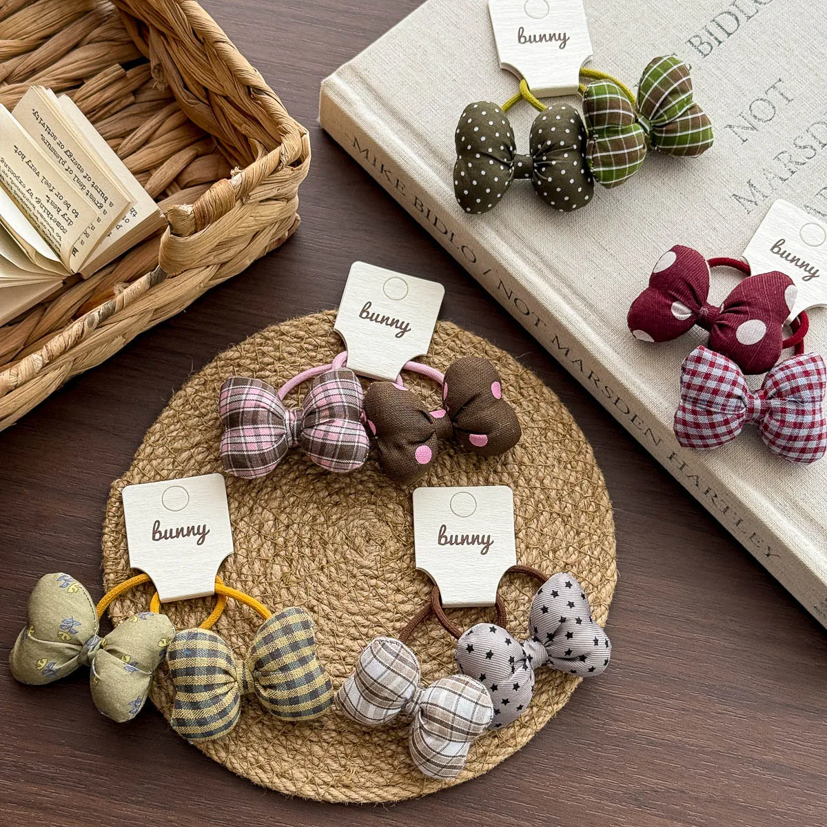 Autumn Plaid Bow Elastic Hair Bands Girls Hair Tie Ponytail Headrope Rubber Band Headband Children's Hair Accessories Headdress