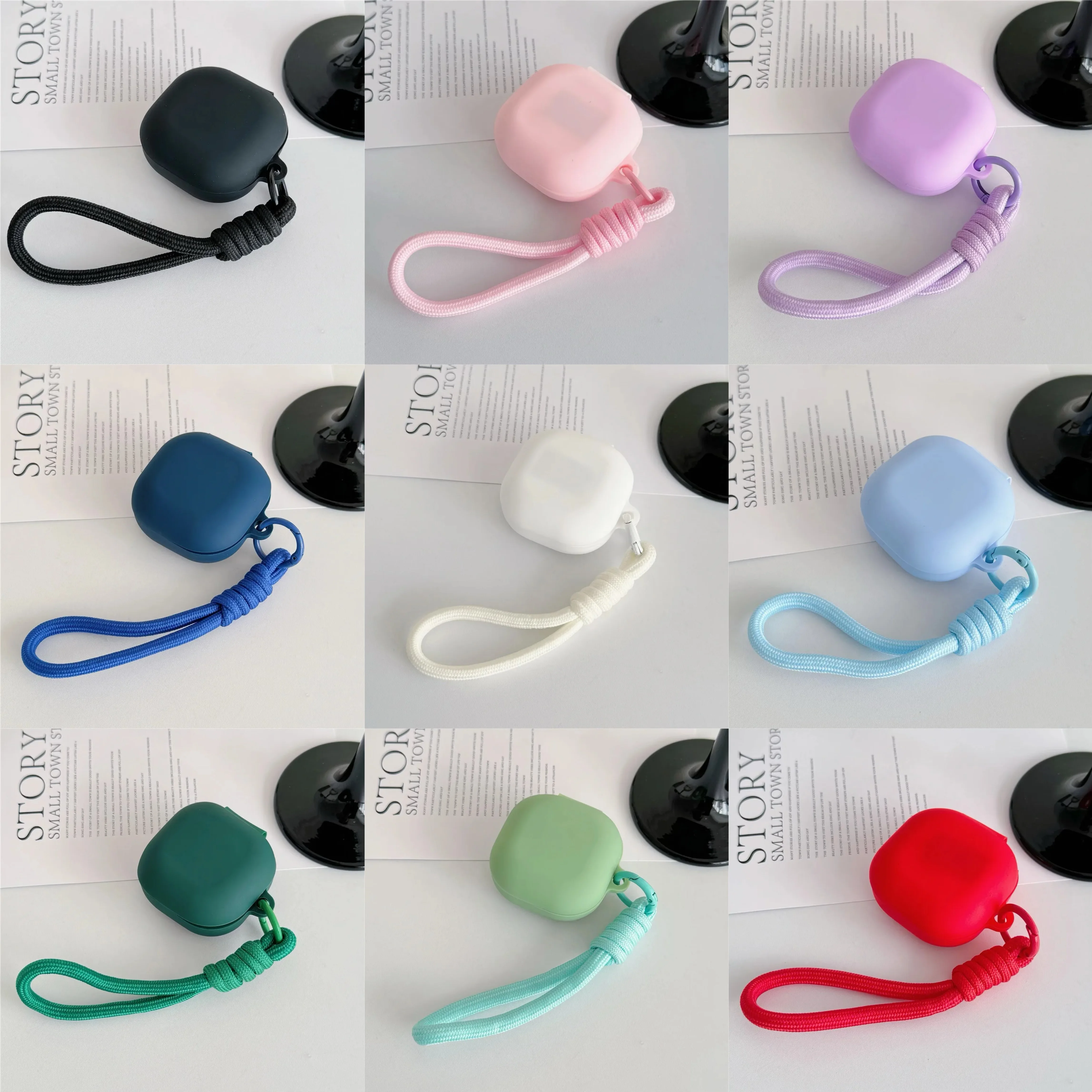 Capa de Luxo em Silicone Colorido à Prova de Choque para Samsung Galaxy Buds 2 Pro/FE/2/Live/Pro com Gancho para Samsung Galaxy Buds Core