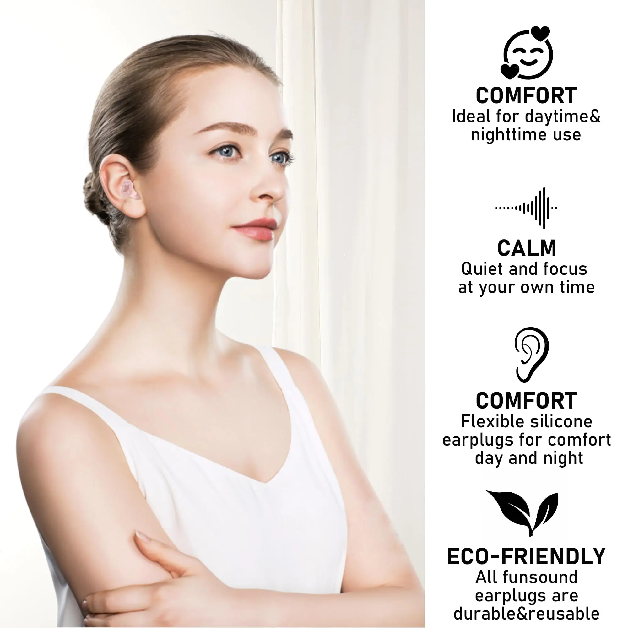 سدادات الأذن للنوم الحد من الضوضاء سيليكون لينة قابلة لإعادة الاستخدام قابل للغسل ستار سدادات للنوم العمل الرحلات الجوية الحفلات الشخير