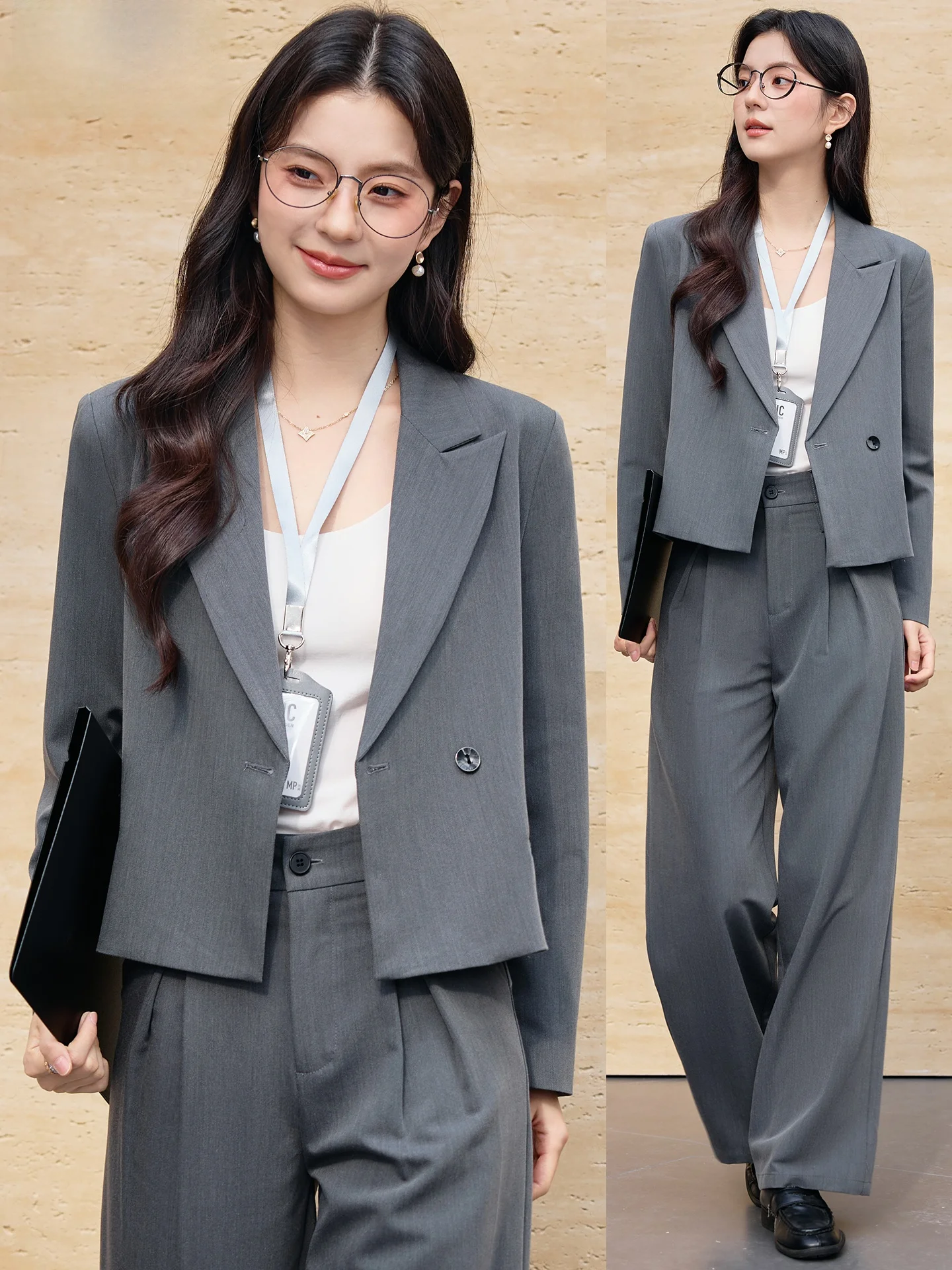 

ay Suit Set Women's ort Commute Interview Formal Ocn Matching West Coat Fem Faion Spring Autumn New Sle