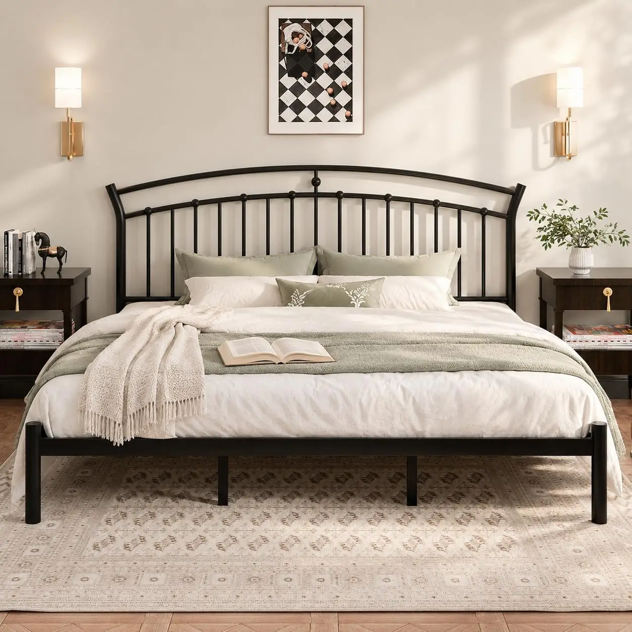 Noise King Size Bed Frame, Classic Black Metal Bed Frame with 12" Under-Bed Storage, Heavy Duty Steel Slat Support, Noise-Free, No - Aliexpress Deal