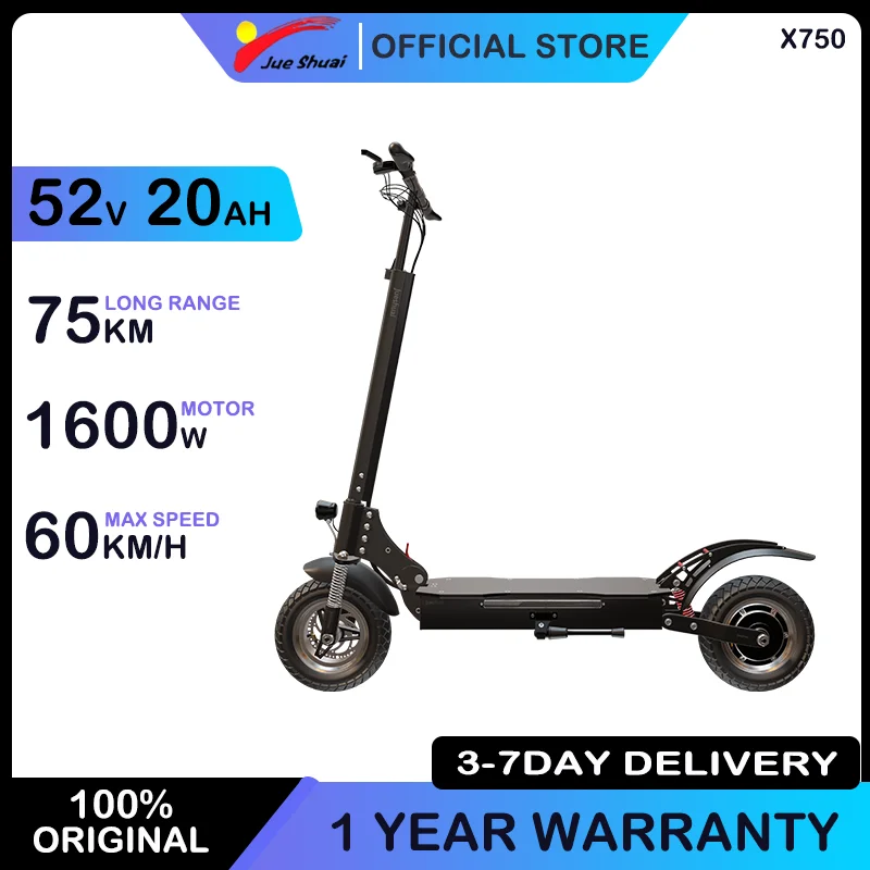 

X750 52V 1600W Powerful Motor Electric Scooter 70KM/H Max Speed E Scooter for Adult 10INCH Street Tire Escooters LCD Display