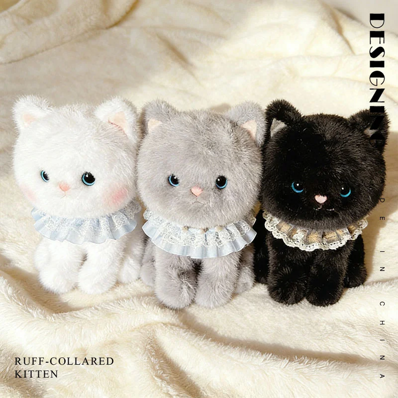 

New High Quality Comfortable Kitten Soft Toy 25/35cm Cute Bella Cat Plush Toy Kawaii Cat Wearing A Lace Scarf Doll Gift For Kids