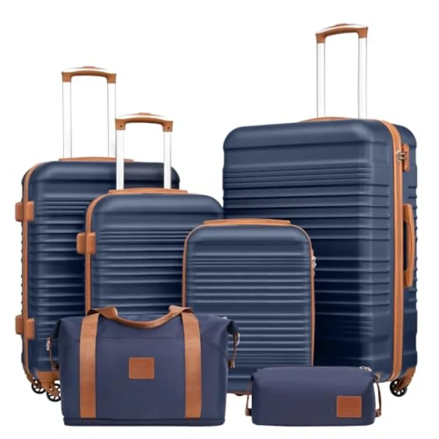 

Coolife 3 Piece Luggage Set Hardside Carry On Suitcase with TSA Lock Spinner Wheels Navy Travel Luggage Set Lightweight Durable