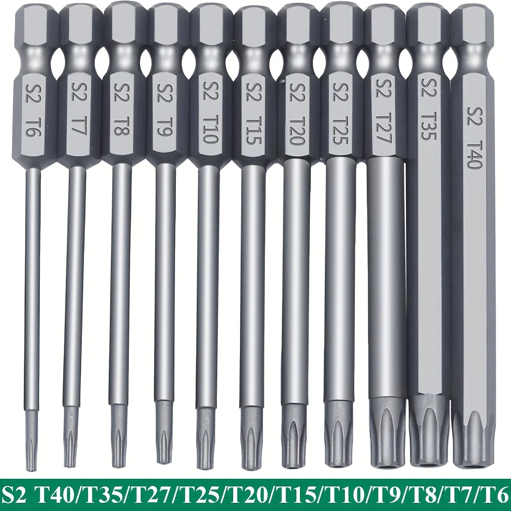 

8pc 100mm S2 Magnetic Hexagonal Handle Screwdriver Head Hollow Plum Blossom Hole Hand Electric Drill Pneumatic Tool Accessories