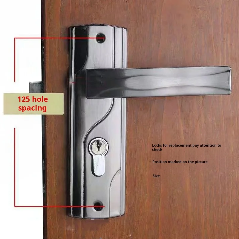 قفل الباب 125 مللي متر تباعد الفتحة الصغيرة 50 قفل Lron ورقة الصلب غرفة نوم غرفة قفل الباب الداخلي اكسسوارات استبدال قفل #4