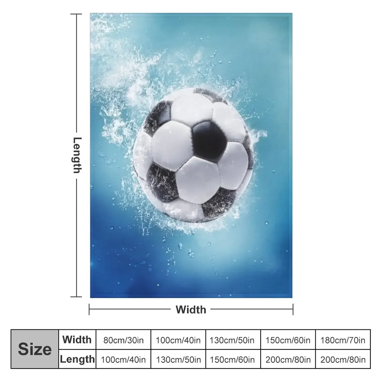 Soccer Water Splash Throw Blanket Multi-Purpose Luxury Designer Extra Large Throw Blankets