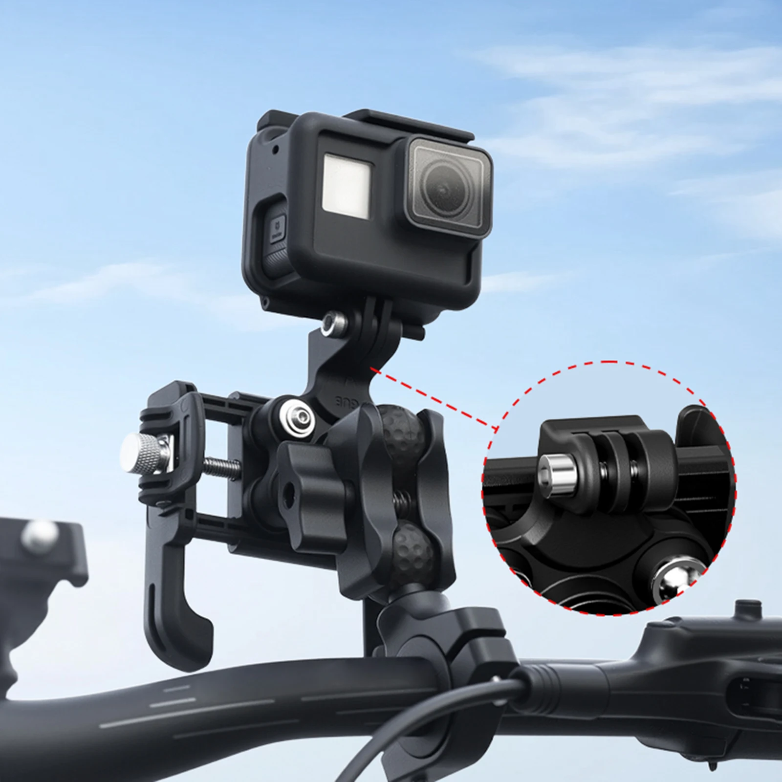 Motorcycle Bike Phone Holder Mount Not Block Camera Handlebar Cell Phone Clamp with 720 Degree Rotation for 4.7-7.2 Inch Phones