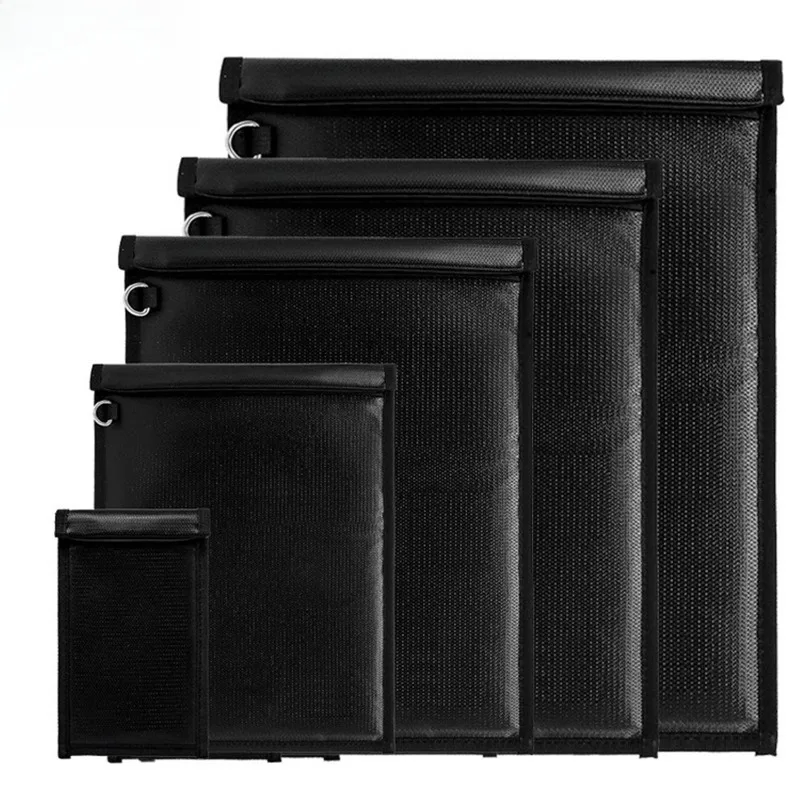Waterproof Fireproof  RFID Signal Shielding Bag Fiberglass Document Pouch Faraday Bag for Phones Laptops Car Key Signal Blocking