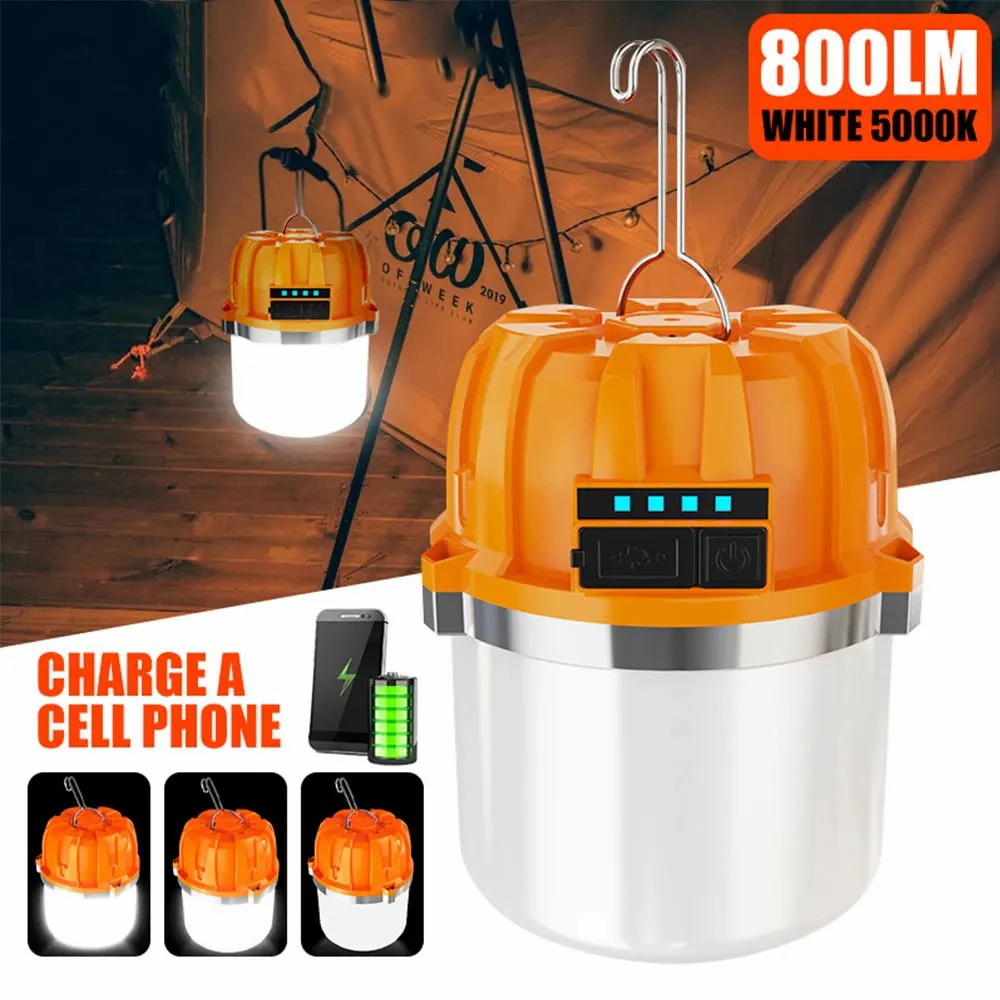 

E2 Rechargeable Portable Lantern LED Bulb Camping Lamp Flashlight Power Display Emergency Light for Outdoors Fishing Emergency