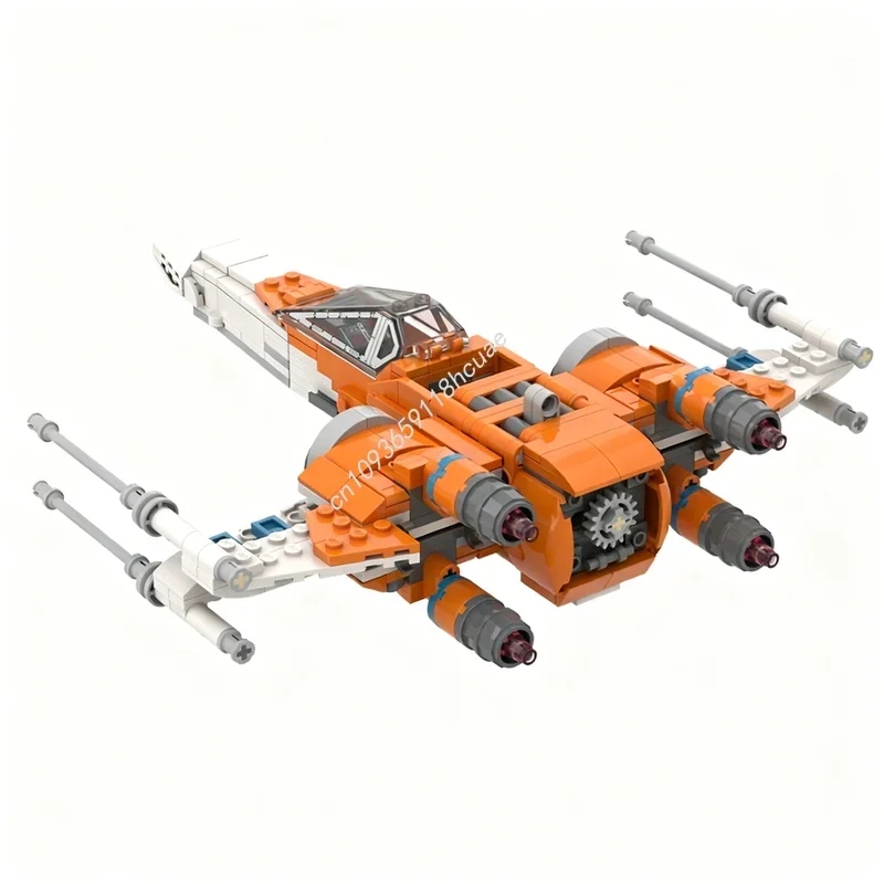 415pcs MOC Star Battle Resistance X Fighter Orange Model Building Blocks Architecture Toy Festival Gifts Idea Brick