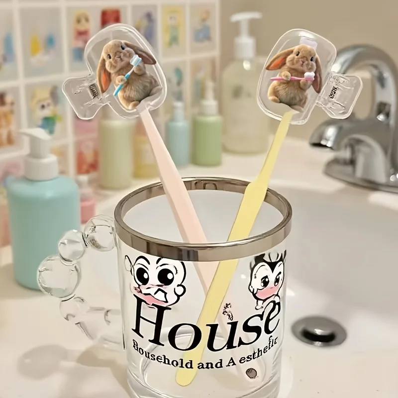 2pcs Rabbits Holding Toothbrushes Toothbrush Case a Must-Have Bathroom Accessory for Home and Business Travel and  Daily use