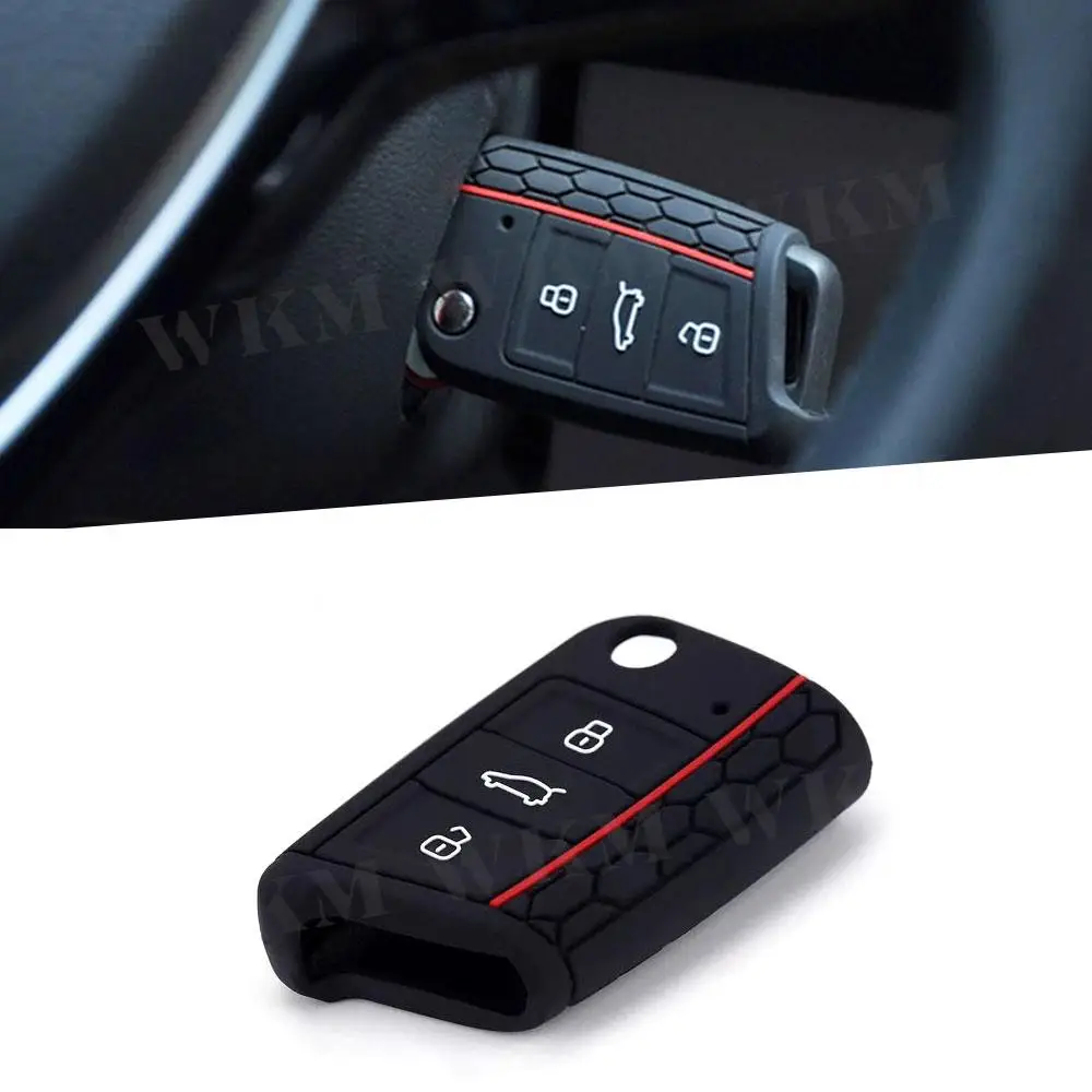 

1pcs Hot Silicone Car Key Cover Case Shell Fob for Volkswagen VW Golf 7 mk7 Silica Gel Car Key Housing Decoration