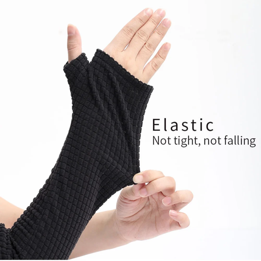 Winter Arm Sleeves Thickened Plush Warm Long Sleeve Anti-cold﻿ Running Jogging Fingerless Men Women Elbow Warmer Sleeves