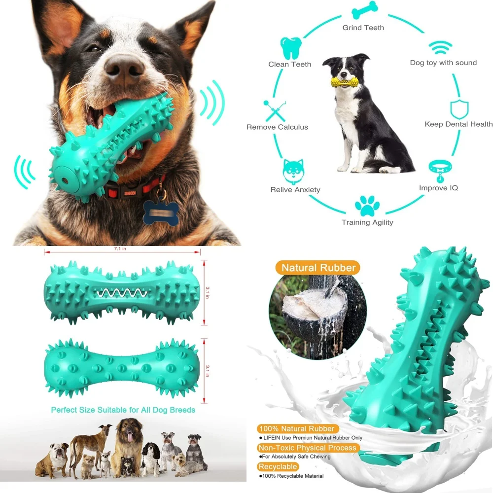 

Durable Dog Chew Toys for Aggressive Chewers Heavy Duty Pet Teeth Cleaning Interactive Puppy Toys Long Lasting Rubber Dog Treats