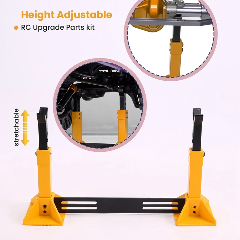 Simulation Metal Height Adjustable Jack RC Car Holder Stand Decoration For 1/8 1/10 RC Crawler Axial SCX10 TRX4 D90