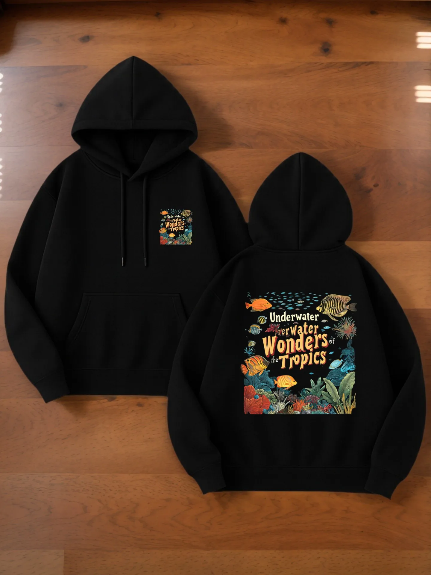 هوديي جرافيك للرجال، استوائي - طباعة تحت عنوان، نمط كاجوال، صوف - مبطن، للارتداء اليومي، للرجال #1