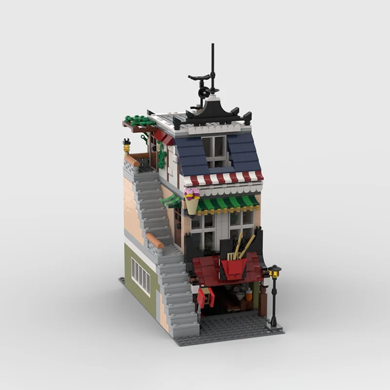 1431PCS Ramen House & Gift Shop Moc-bouwstenen Set - Modulaire architectuurmodelset voor City Street Display & Collection.