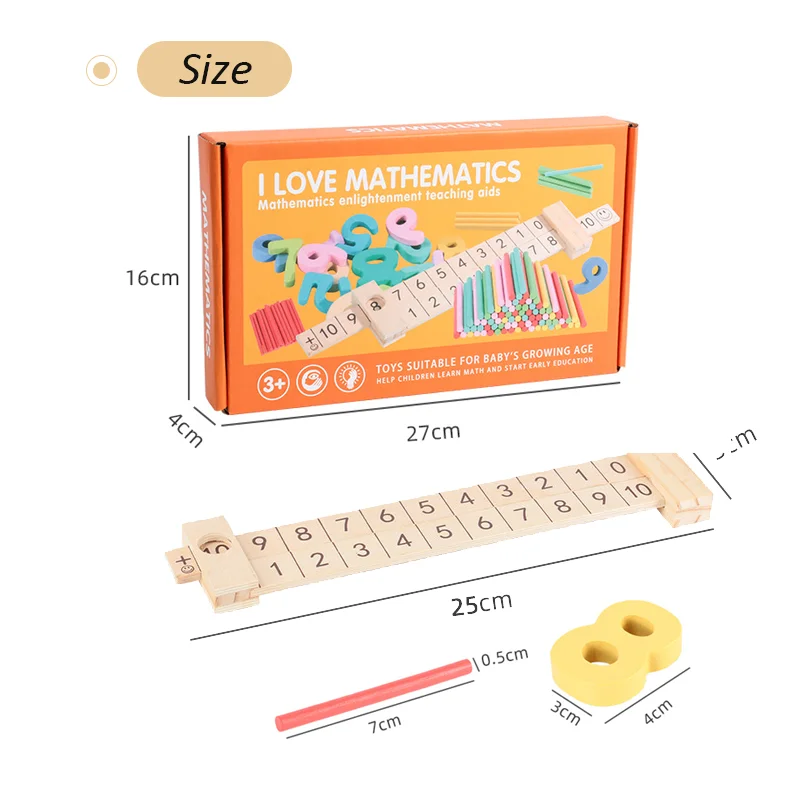 Giocattolo per la matematica in legno per bambini 1-10 aggiunta sottrazione aritmetica apprendimento righello bastoncini conteggio Set giocattoli educativi Montessori per bambini