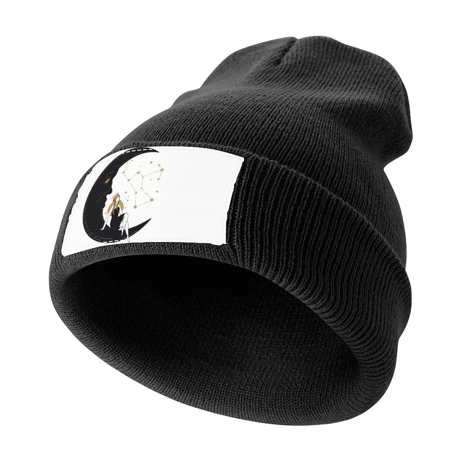 Celestial Moon Godess and Orion Constellation Knitted Cap Hat Luxury Brand Thermal Visor Hats Man Women's