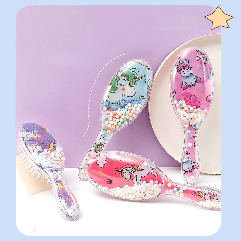 Kids Cartoon Glitter Hair Combs Panda Unicorn Anti-knot Massaging Air Cushion Combs for Girls Women Hair Tools Birthday Gifts