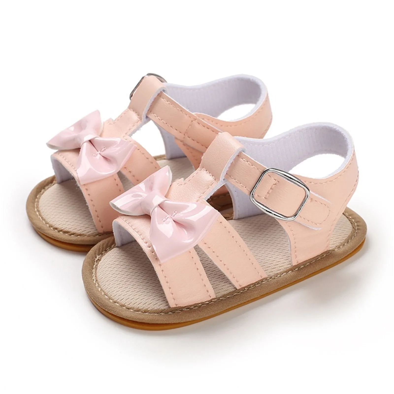 Sandalias de cuero suave ahuecadas para bebé y niña, zapatos de playa ligeros de fondo plano de 0 a 18 meses, novedad de verano, 2024