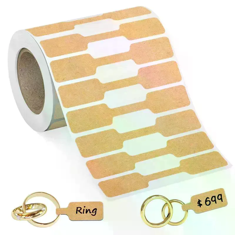 500Pcs/Roll Blank Kraft Paper Price Stickers Self Adhesive Jewelry Tags for Ring Necklace Earring