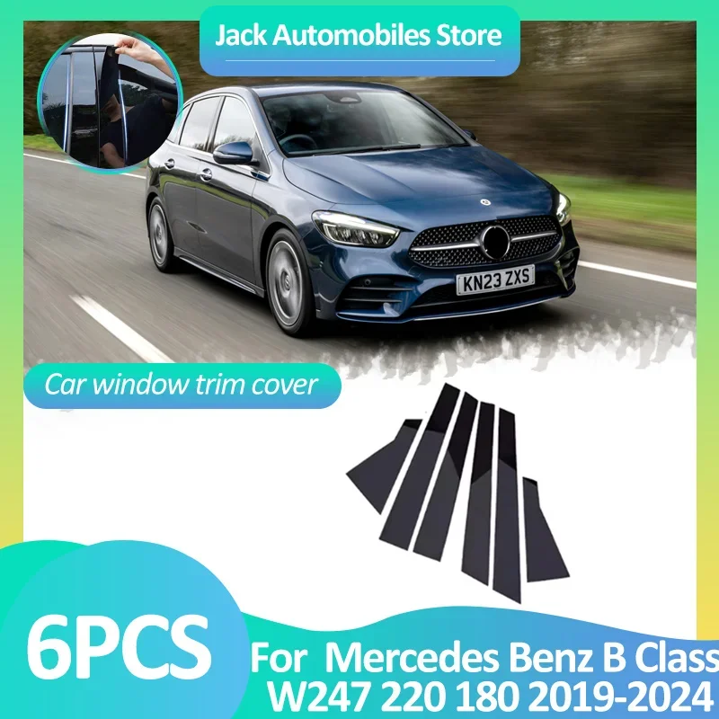 

Car Window Cover For Mercedes Benz B Class W247 220 180 2019~2024 Pillar Sticker Black Carbon Fiber Silver B Column Accessories