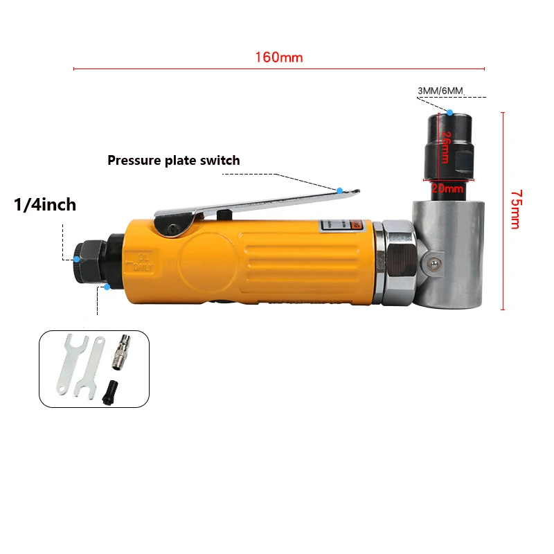 15PCS 90 Degree Air Die Grinder Pencil Polishing Engraving Tools  With Grinding Head Set Grinding Cutting Pneumatic Tool Kit