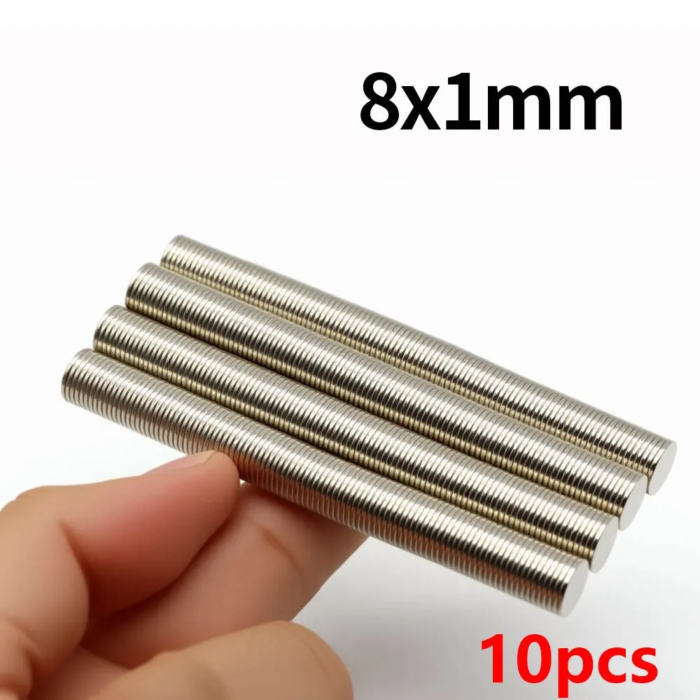 8x1mm supersterke neodymiummagneet N35 NdfeB permanente magnetische imanes ronde krachtige magneten koelkastmagneet