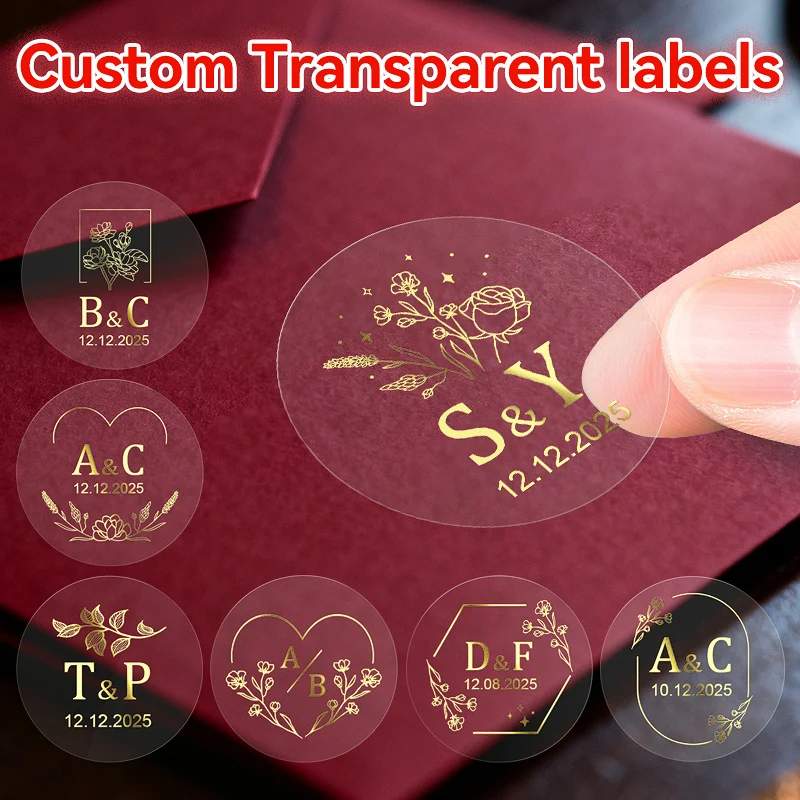 Custom Waterproof Transparent Stickers - Glitter Gold Foil Labels for Scrapbooking, DIY Crafts & Party Decor (School Supplies)‌