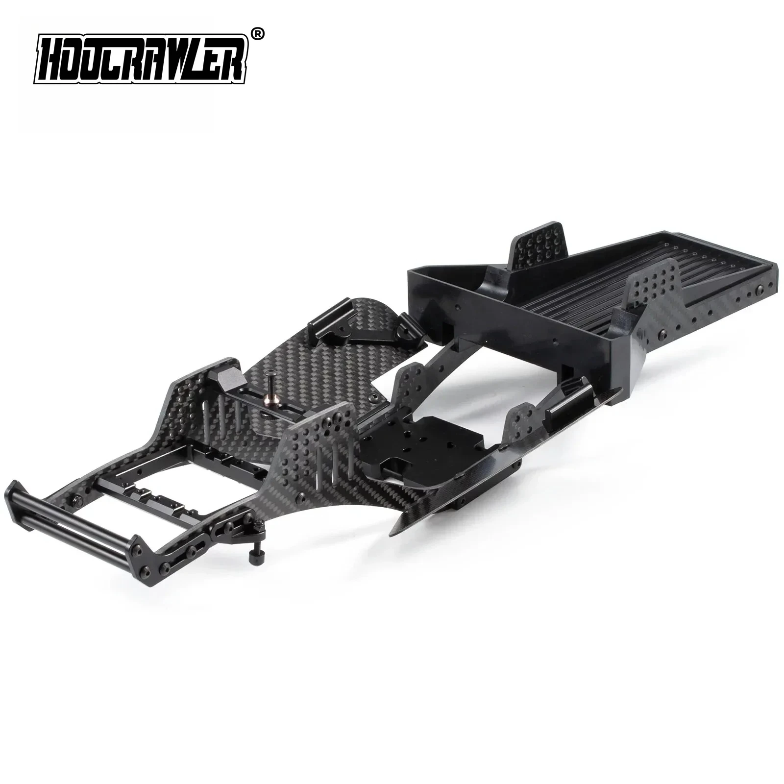 HooCrawler H4 1/10 Carbon LCG Chassis Kit with Injection Molded Rear Trunk, Dual Servo Mount for SCX10 AR44 AR45 Capra TRX4…