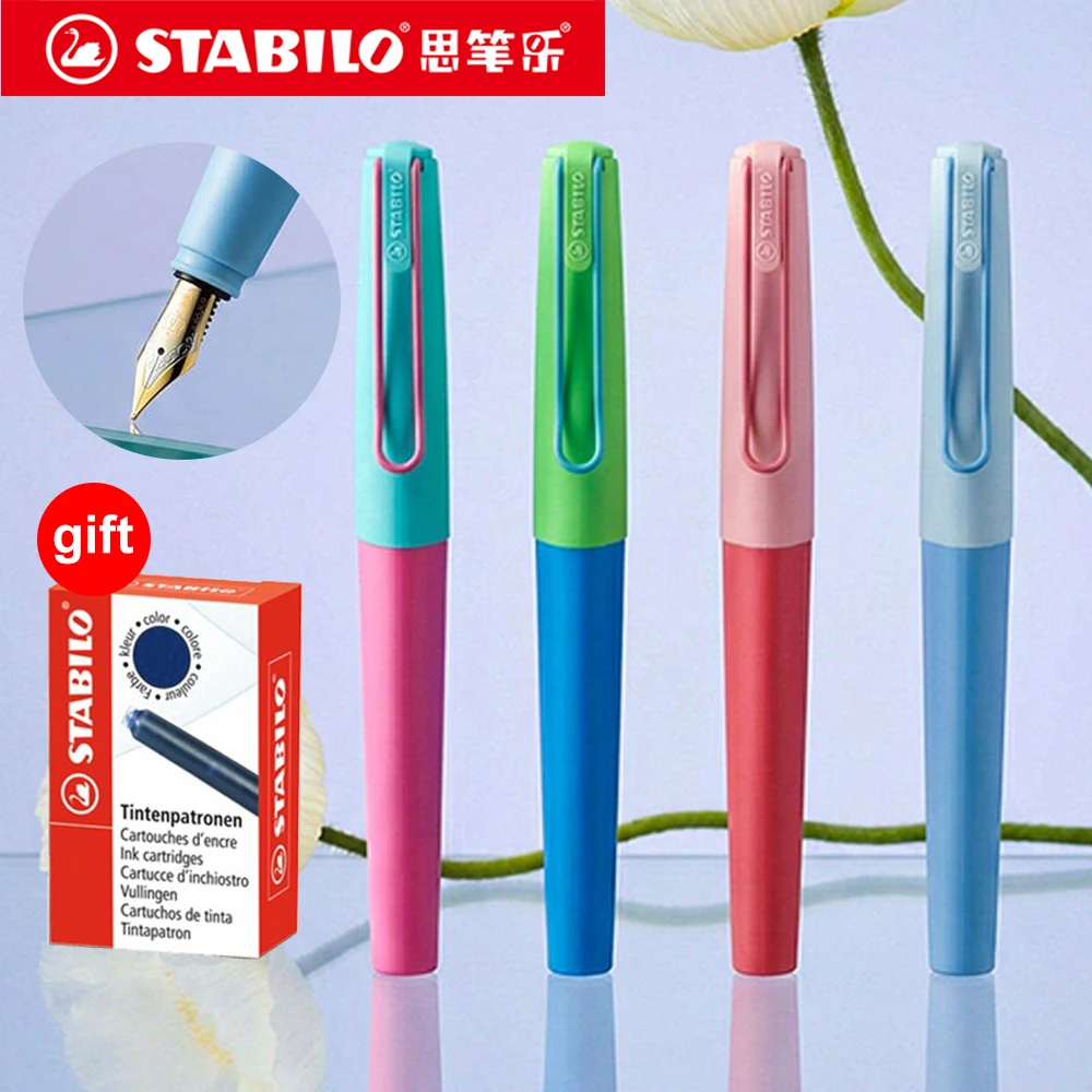 

German Stabilo Student Fountain Pen with Iridium Tip for Smooth Writing Replaceable Ink Bag EF Tip for School Stationery
