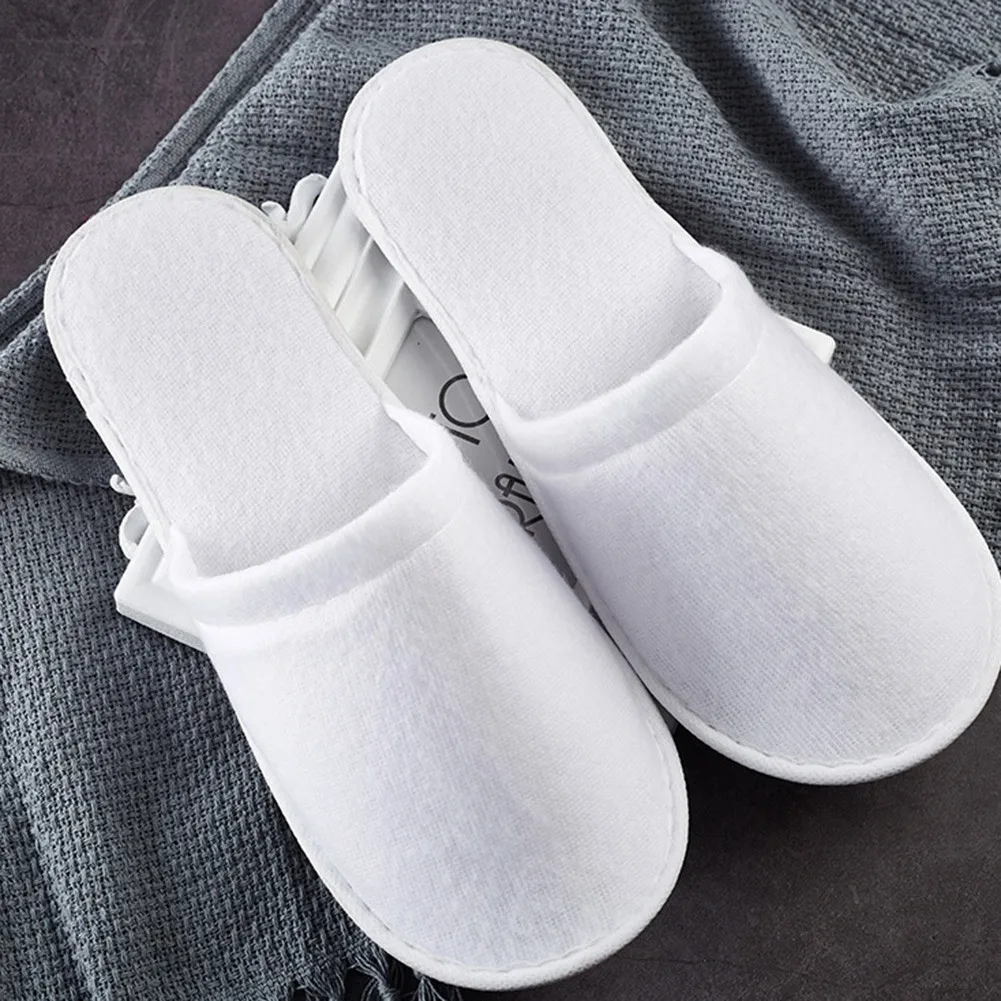 A23F-40 Pairs For NEW Non-Slip Closed Toe Disposable Slippers Ultra-Thin Brushed Plush Disposable Slippers Compatible With Hotel