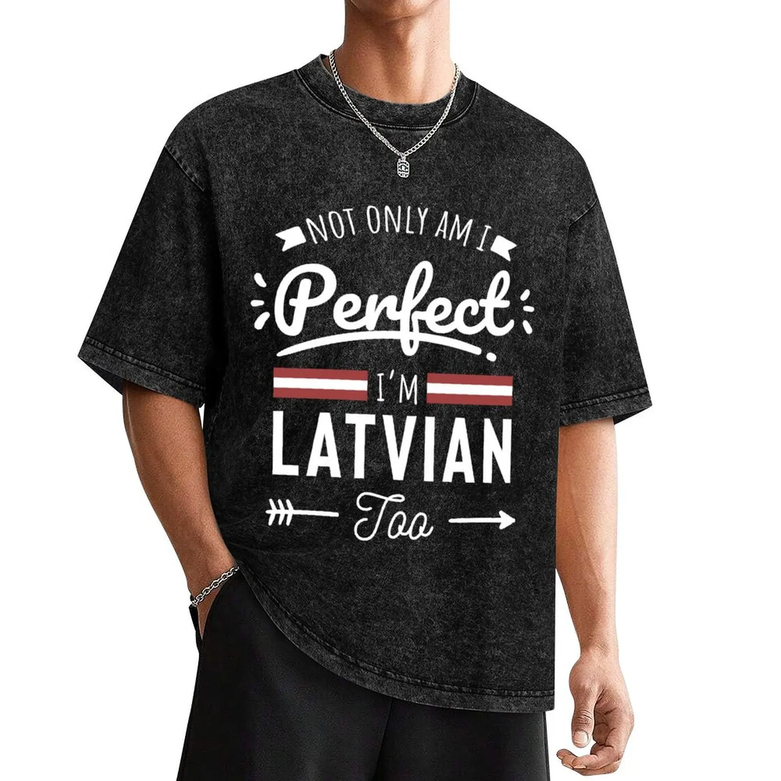 

Latvia Im Perfect Im Latvian Flag T-Shirt korean fashion custom t shirt Men's clothing