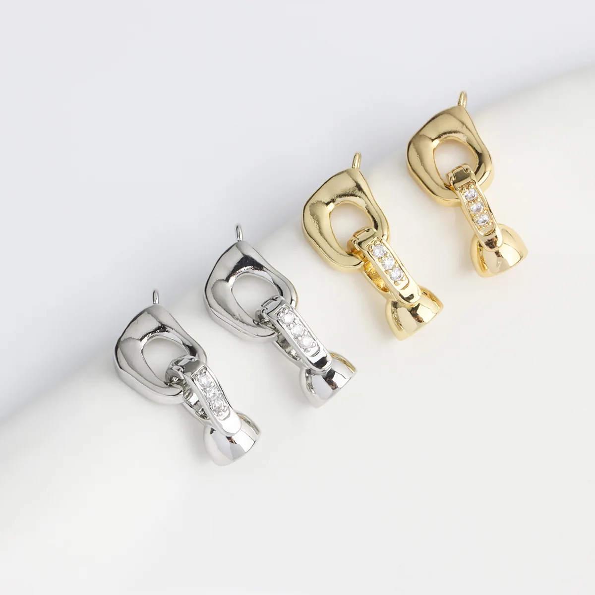 

1 Piece Copper Gold-plated Irregular Square Single-breasted Pearl Necklace Bracelet Connecting Buckle DIY Jewelry Accessories