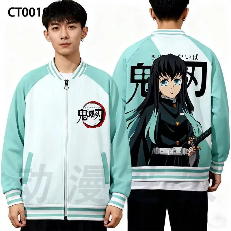 

Demon Slayer Anime Series Jacket Loose Oversized Clothes Casual Zipper Up Men Baseball Clothes Street Coat Warm Jackets Gifts