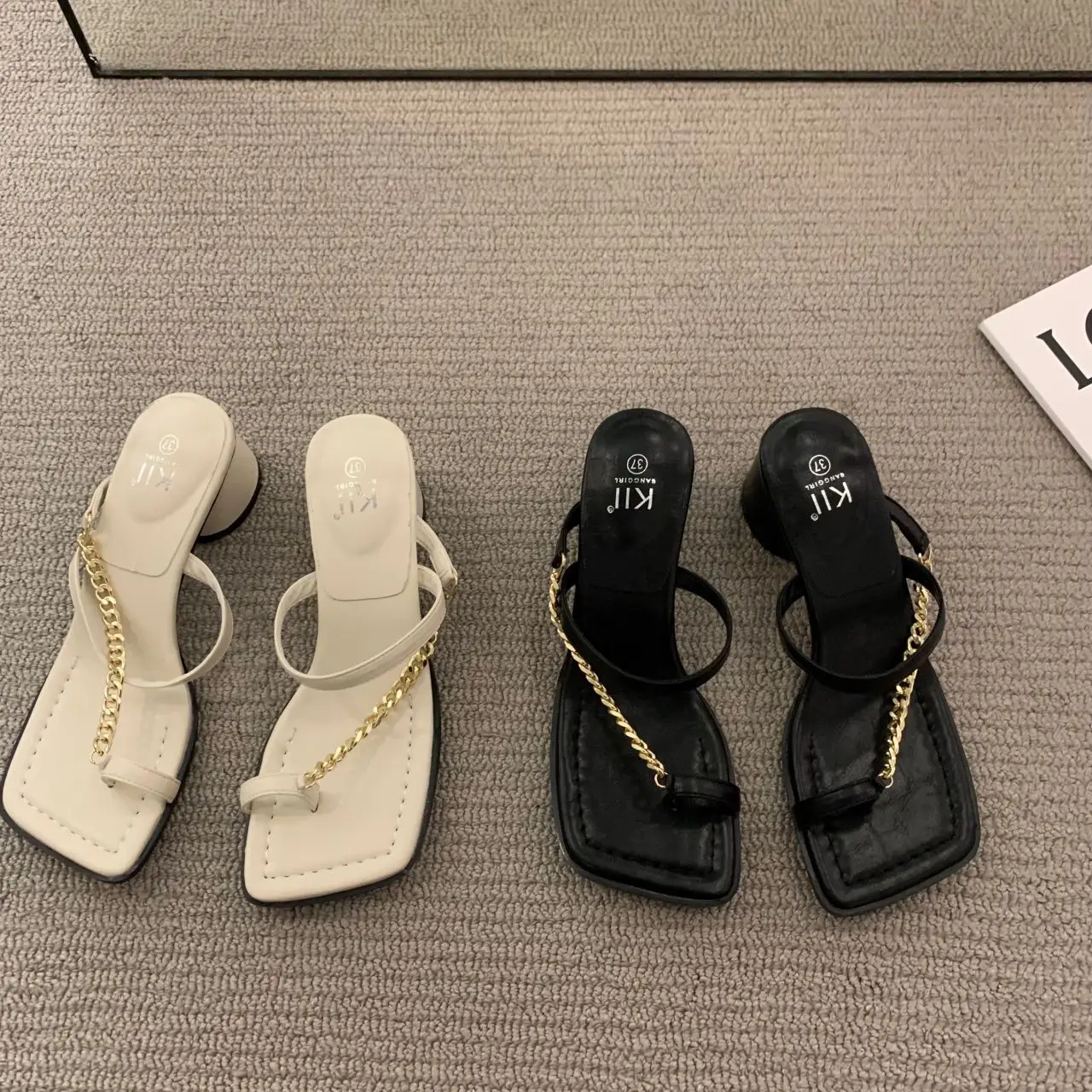 Sommer 2024, draußen Damen-Hausschuhe und Damen-Sandalen, Flip-Flops, Schuhe, Gummi-Slides, offene Spitze mit Absatz, schwarz, luxuriös, W Y I F B