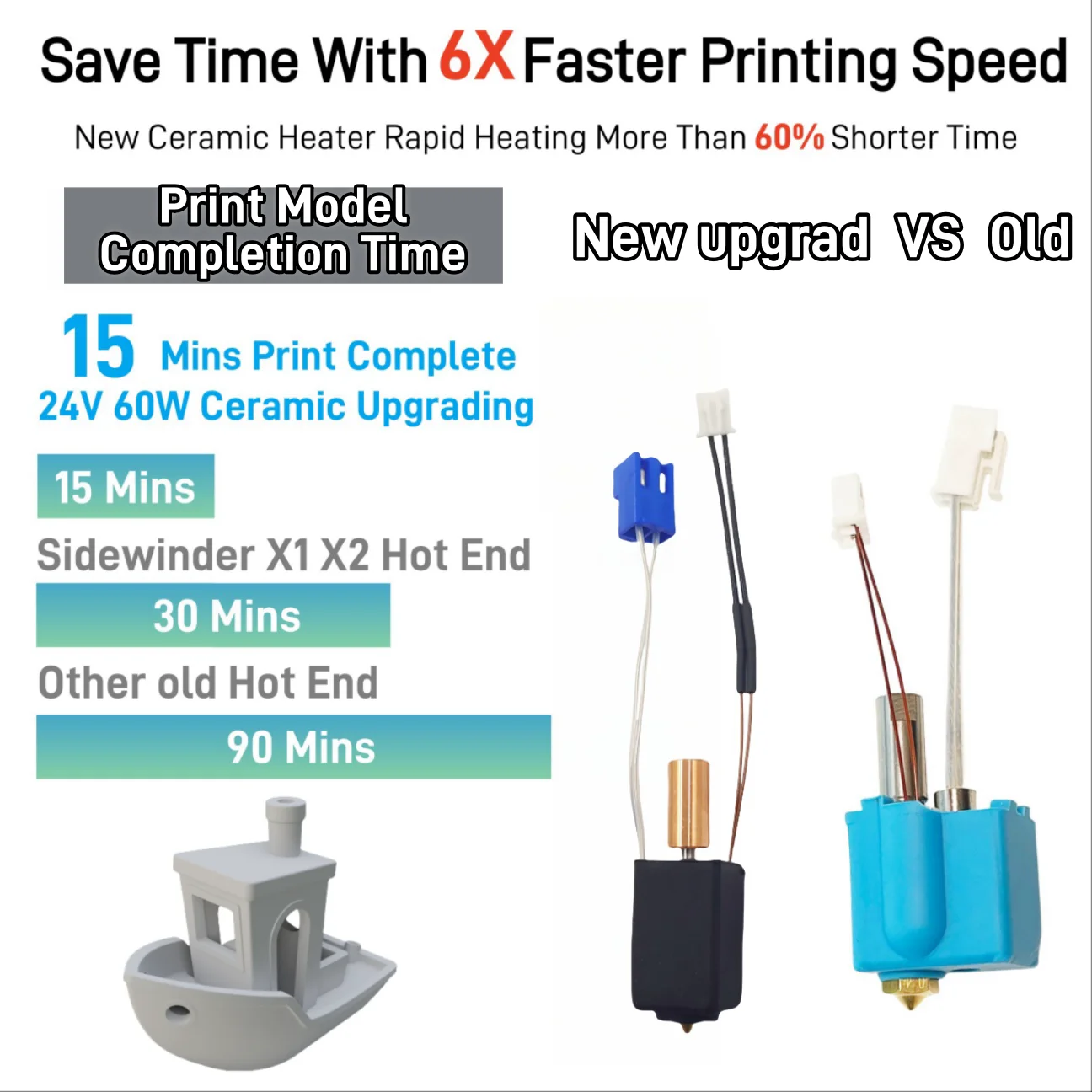 Upgraded Hotend for Artillery Sidewinder X1 X2 Genius and Pro 3D Printer Parts All Metal Nozzle Heating Block Thermistor Kits