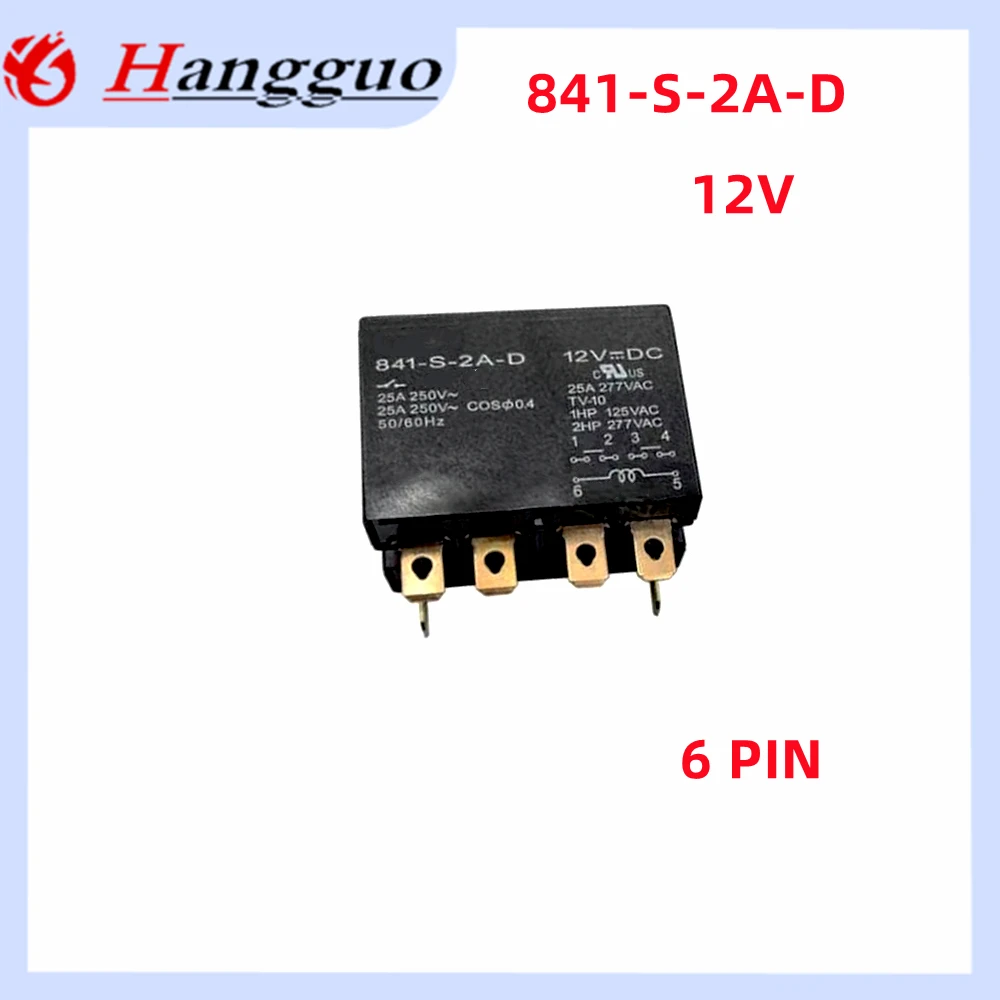 2PCS/Lot Original 841-S-2A-D 841-S-2A-D-12VDC 841-S-2A-D-24VDC 12VDC 24VDC 841-S-2A-D 200-240VAC DIP-6 25A Power Relay