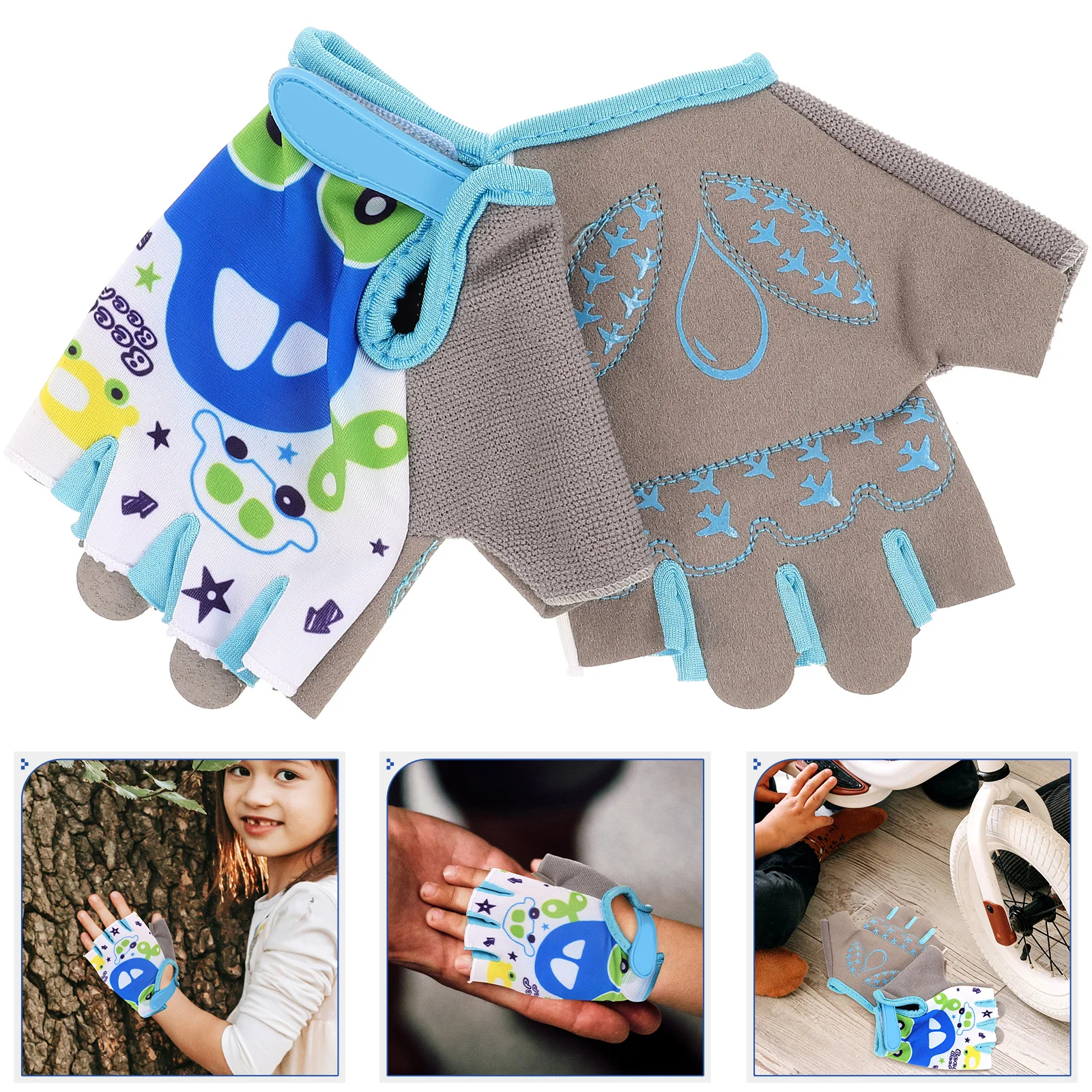 

1Pair Climbing Gloves Kids Cycling Half Finger Lightweight Protective Breathable Outdoor Riding Warm Sports Gloves