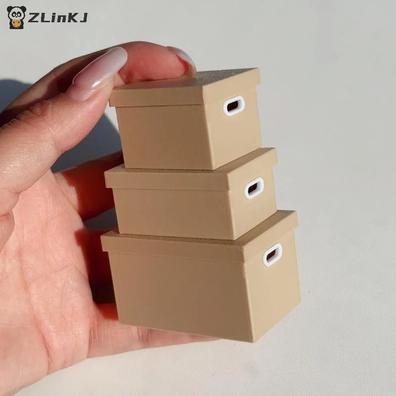 ▶ 1 Stück Miniatur-Aufbewahrungsbox mit Deckel für Puppenhaus-Dekoration, Modell-Puppenhaus-Mikroszenen-Ornamente und Dekorationsrequisiten