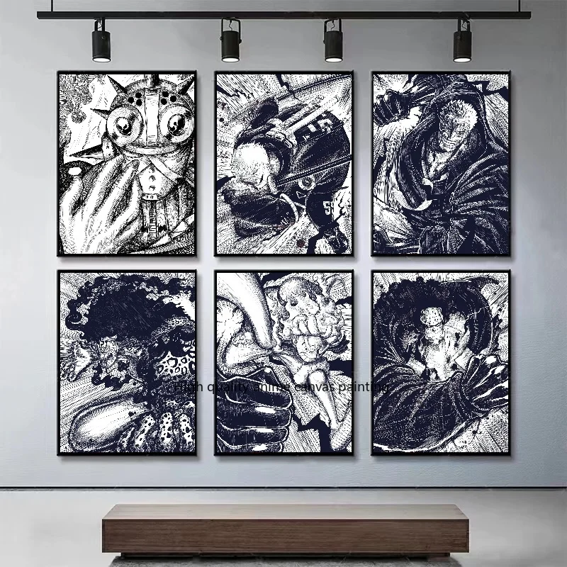 

Anime One Piece Luffy Roronoa Zoro Black and White Canvas Painting Poster Bar Home Wall Art Wall Room Aesthetic Decoration