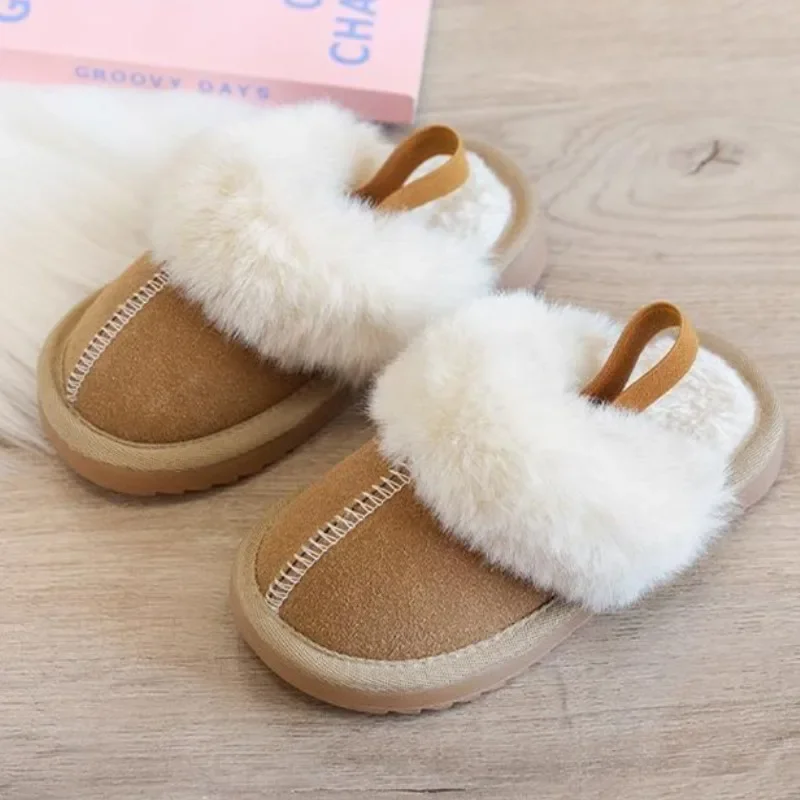 

Winter New Comfortable Flat Top Velvet Women's Boots with Fashionable Children's Slippers and Elegant Casual Women's Shoes