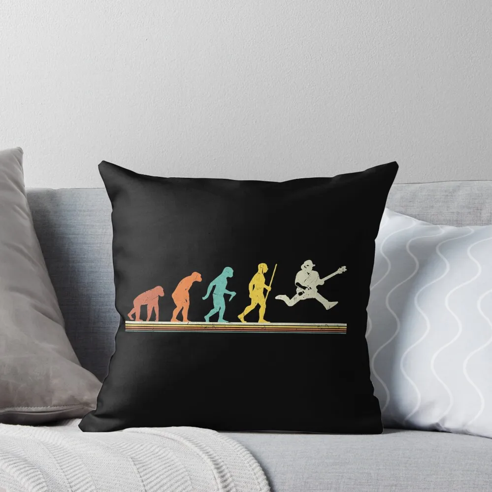 

Guitar Retro Vintage Evolution Of Man Guitarist Gift Throw Pillow Embroidered Cushion Cover Christmas Pillows pillow